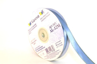 Лента атласная 12 мм двухстор. с металл. нитью "Gamma" №049голубой/золото